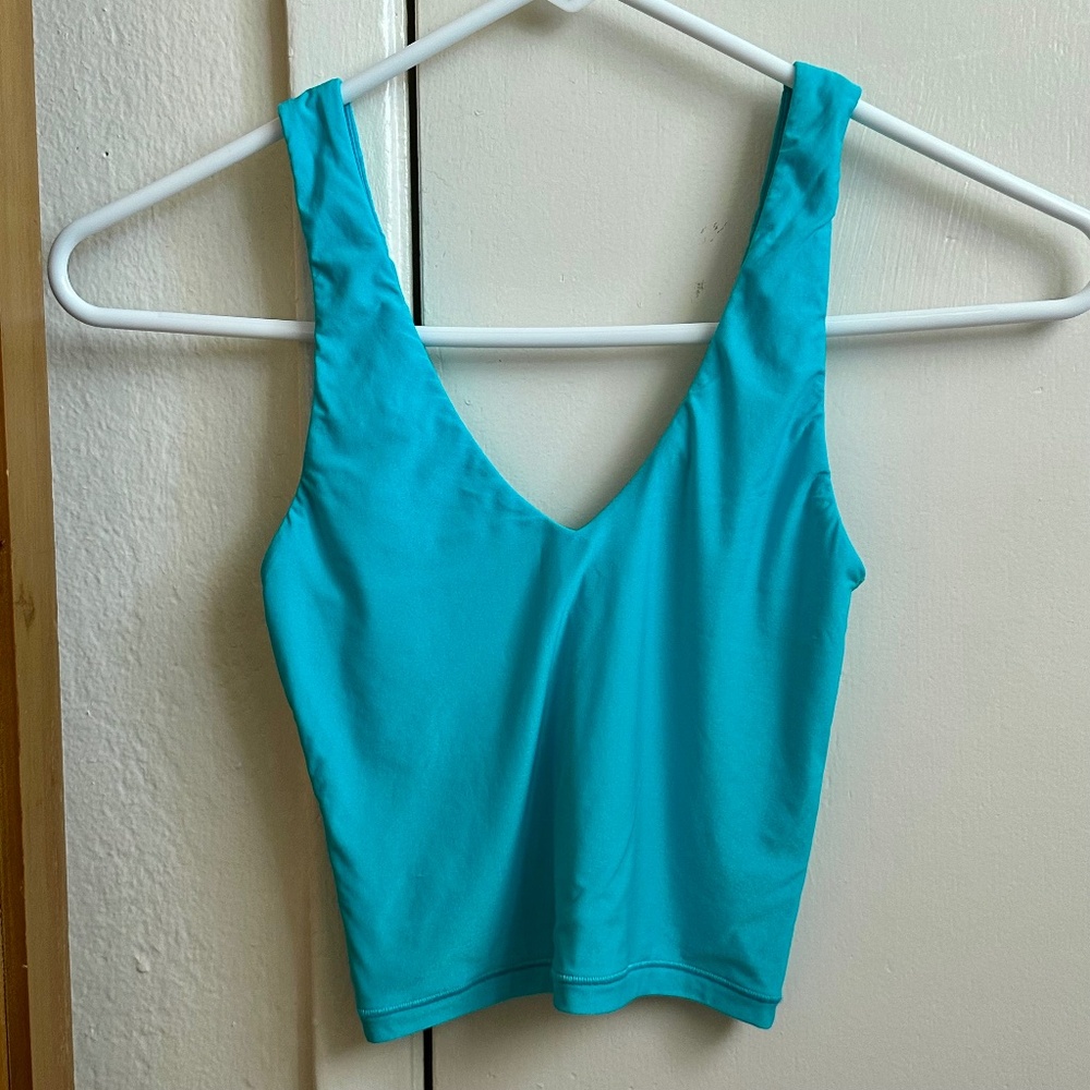 Aerie Smoothez V-Neck Cropped Tank Cami Aqua Turquoise XXS